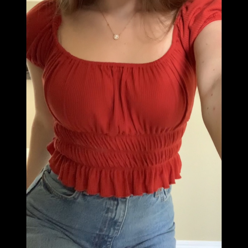 Ruched Square-Neck Crop Top